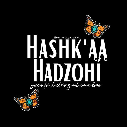 Hashk'ąą Hadzohi- Yucca Fruit-Strung-Out-in-a-Line Clan- Cluster Butterflies- T-Shirt