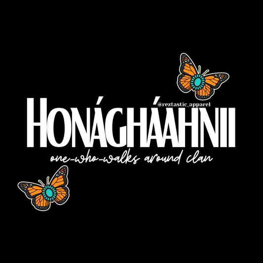 Honágháahnii- One Who Walks Around Clan- Cluster Butterflies- T-Shirt