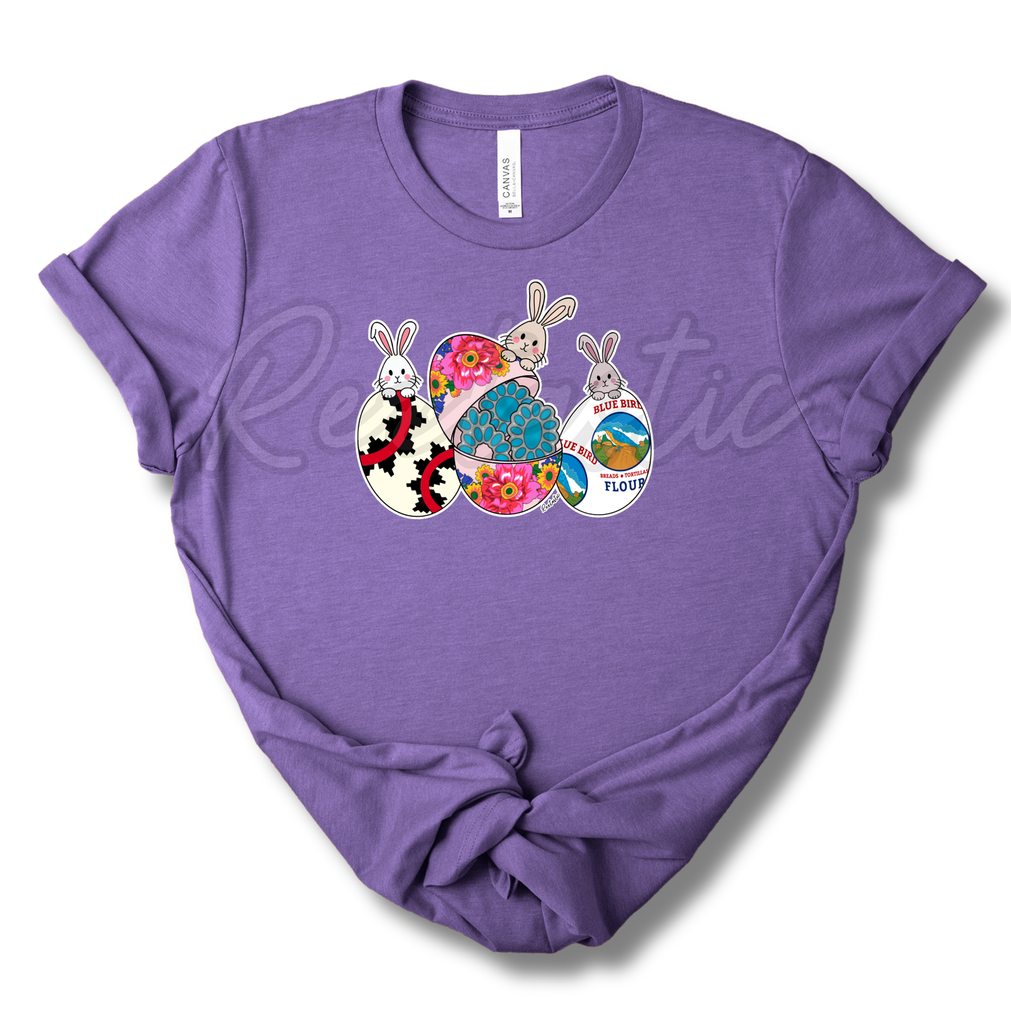 Turquoise & Bunnies- Adult - T-Shirt