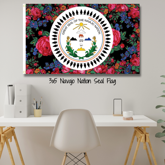 Navajo Nation Seal Flag- Black