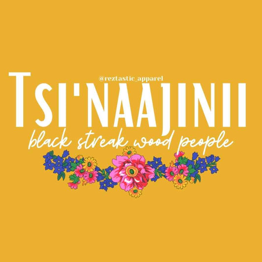 Tsi'naajinii- Black Streak Wood People Clan- Floral Scarf- T-Shirt