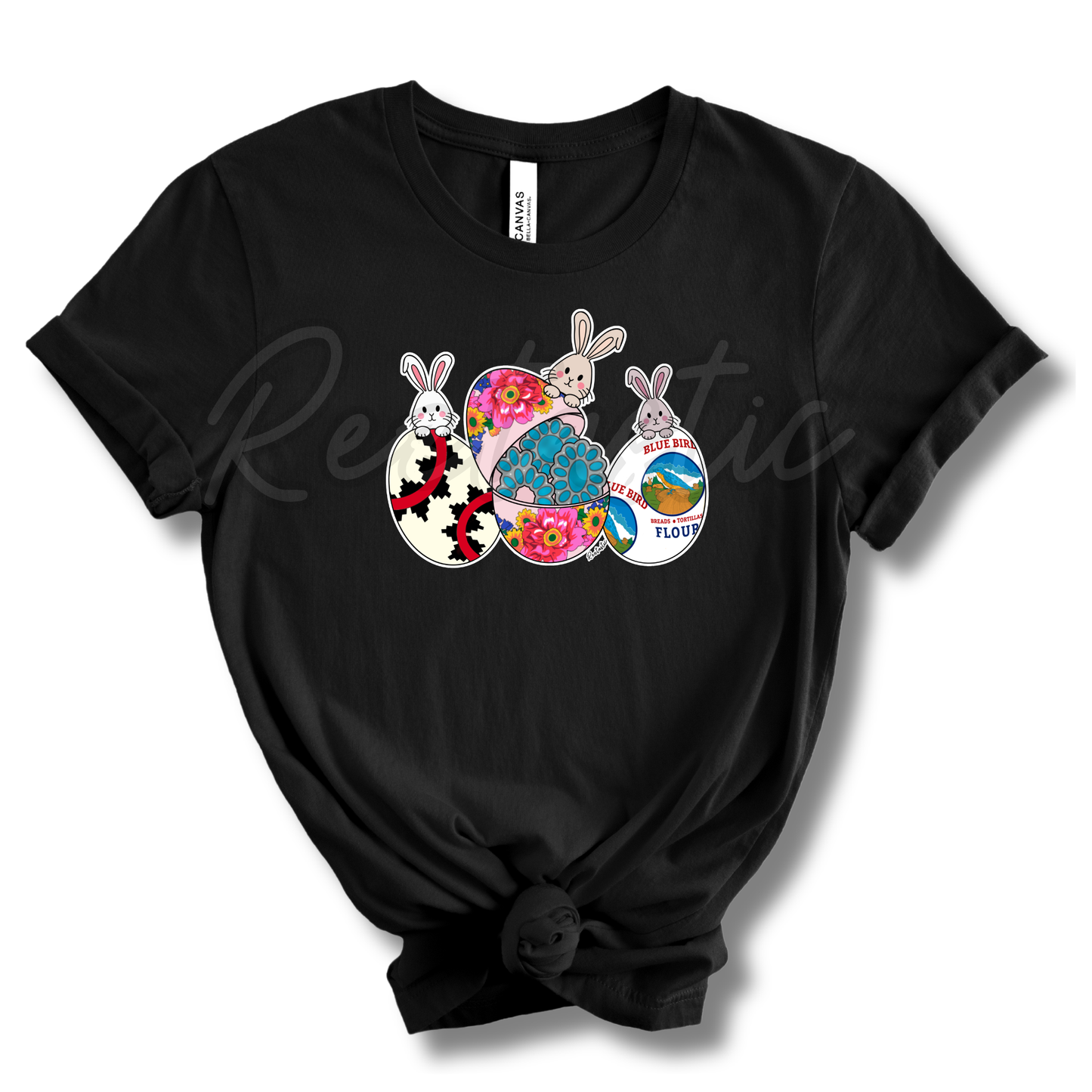 Turquoise & Bunnies- Adult - T-Shirt