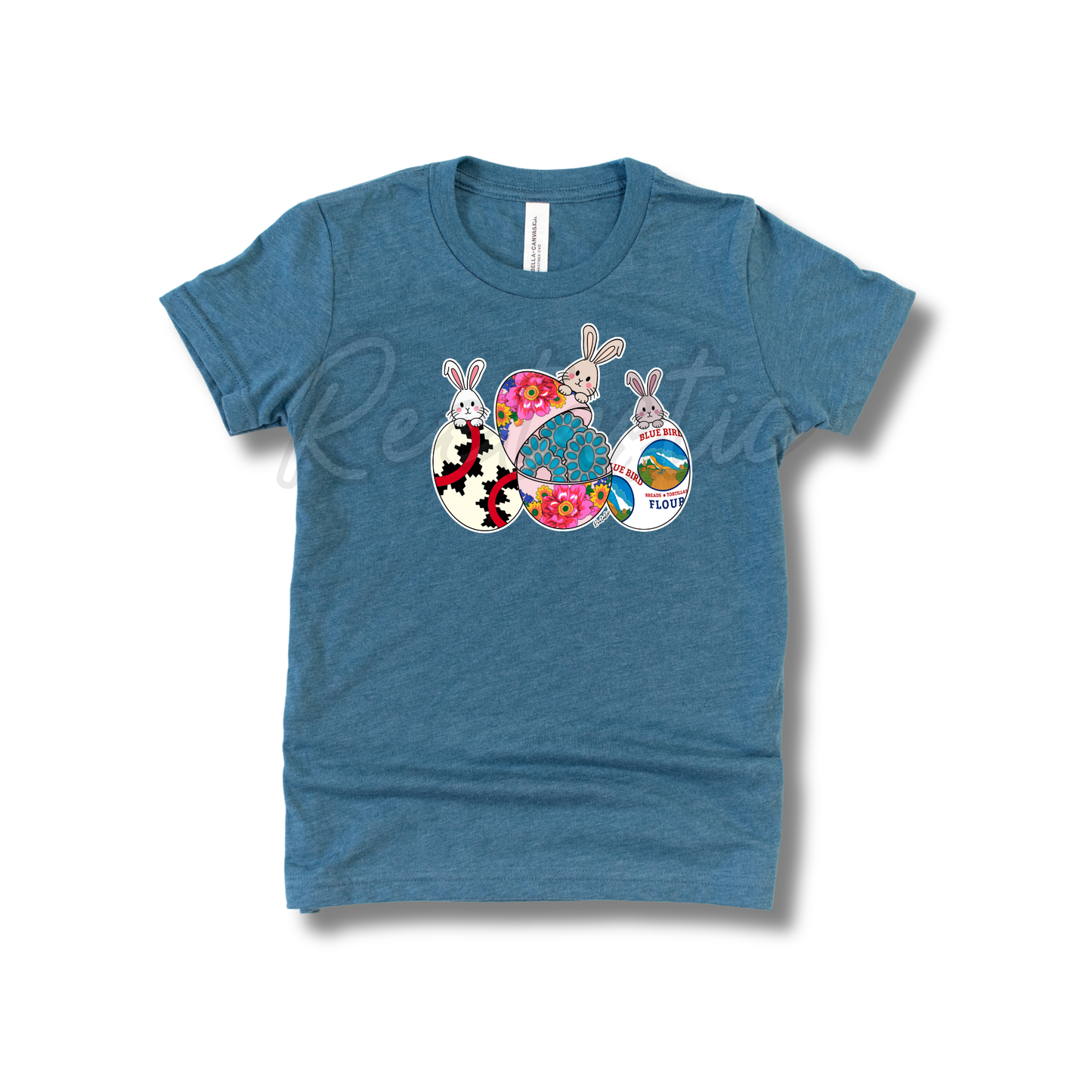 Turquoise & Bunnies- Youth- T-Shirt