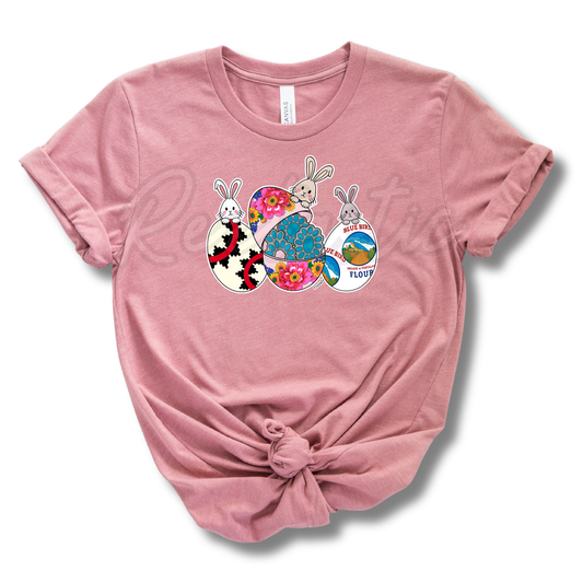 Turquoise & Bunnies- Adult - T-Shirt