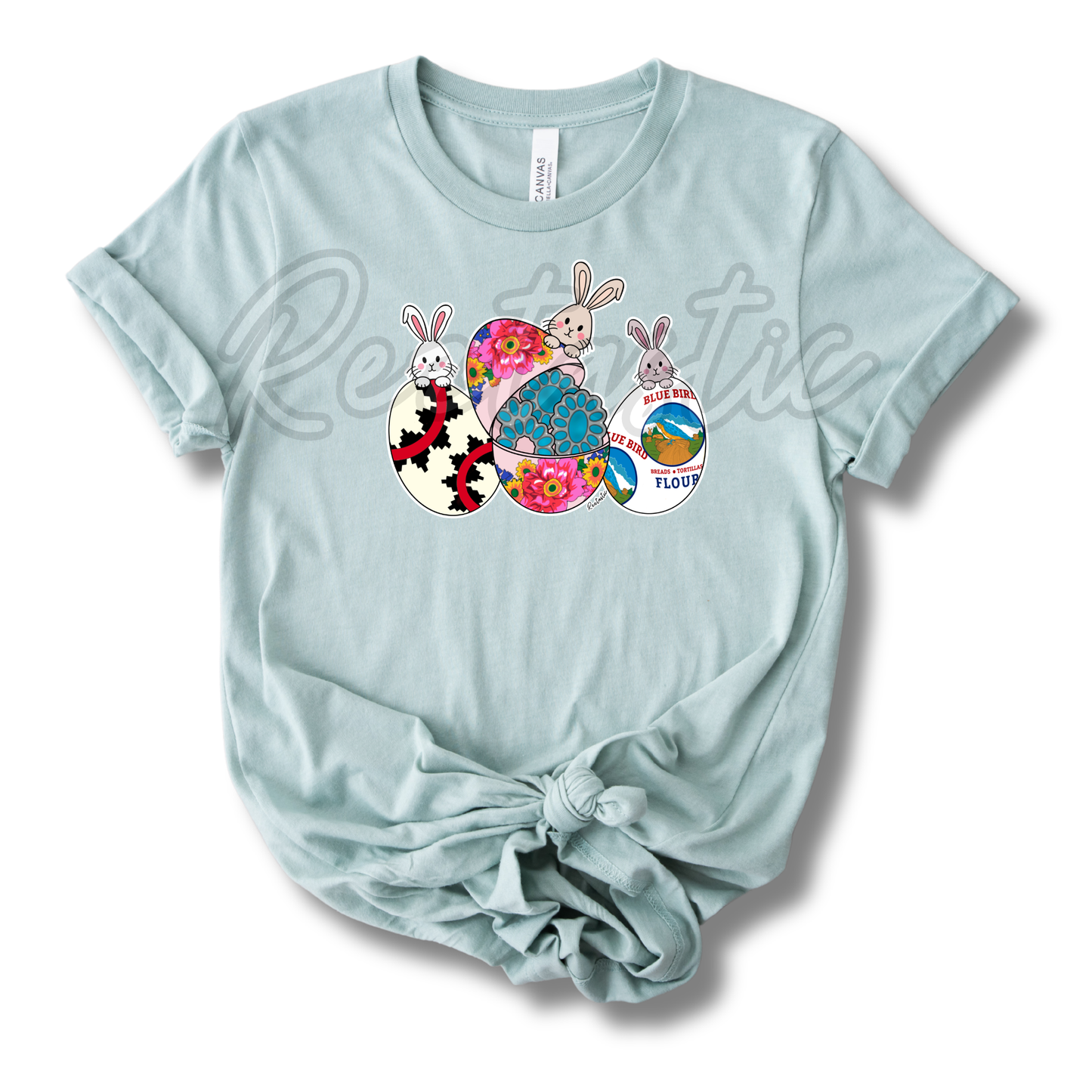 Turquoise & Bunnies- Adult - T-Shirt