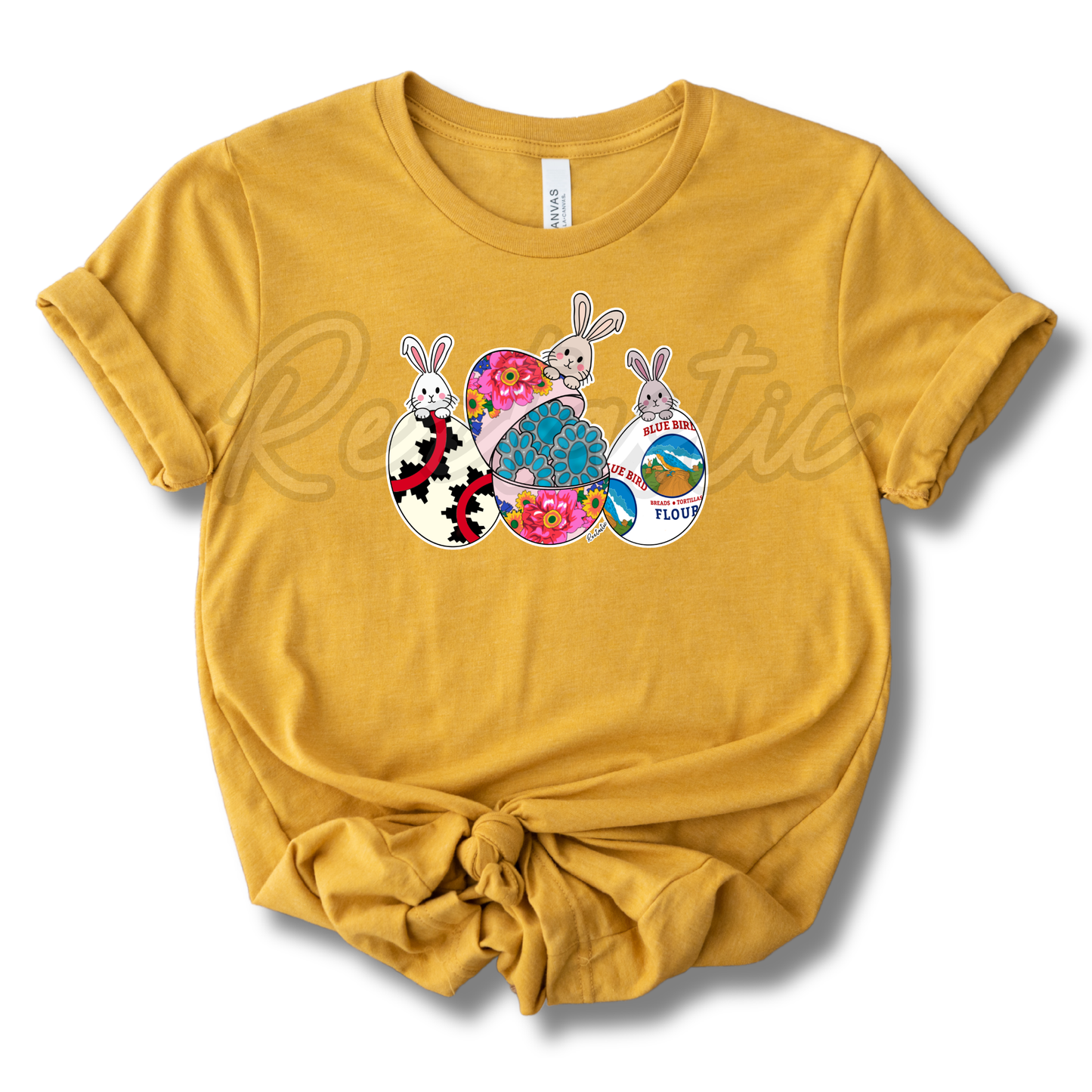 Turquoise & Bunnies- Adult - T-Shirt
