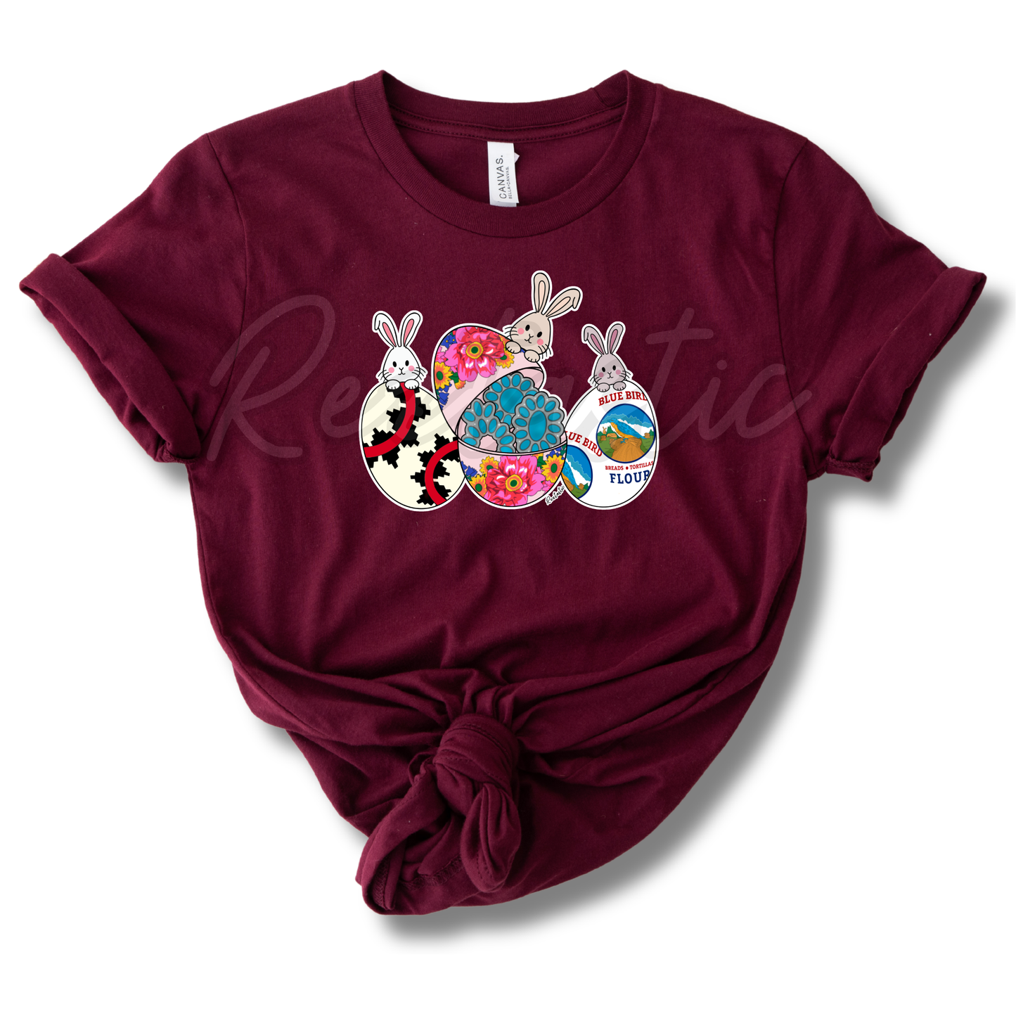 Turquoise & Bunnies- Adult - T-Shirt